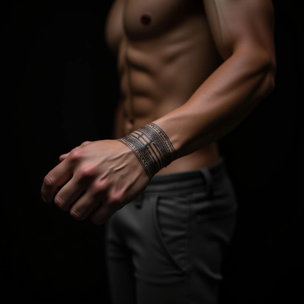 Cool Abstract Wristband Tattoos for Men: Geometric Designs