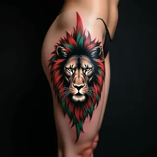 Biomechanical Lion Back Tattoo Ideas: Geometric Fury