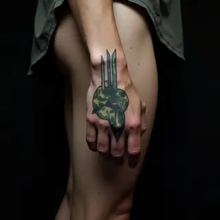 Intricate Green & Black Biomechanical Thigh Tattoo Ideas for Men
