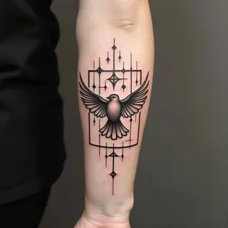 Geometric Bird Tattoo Design