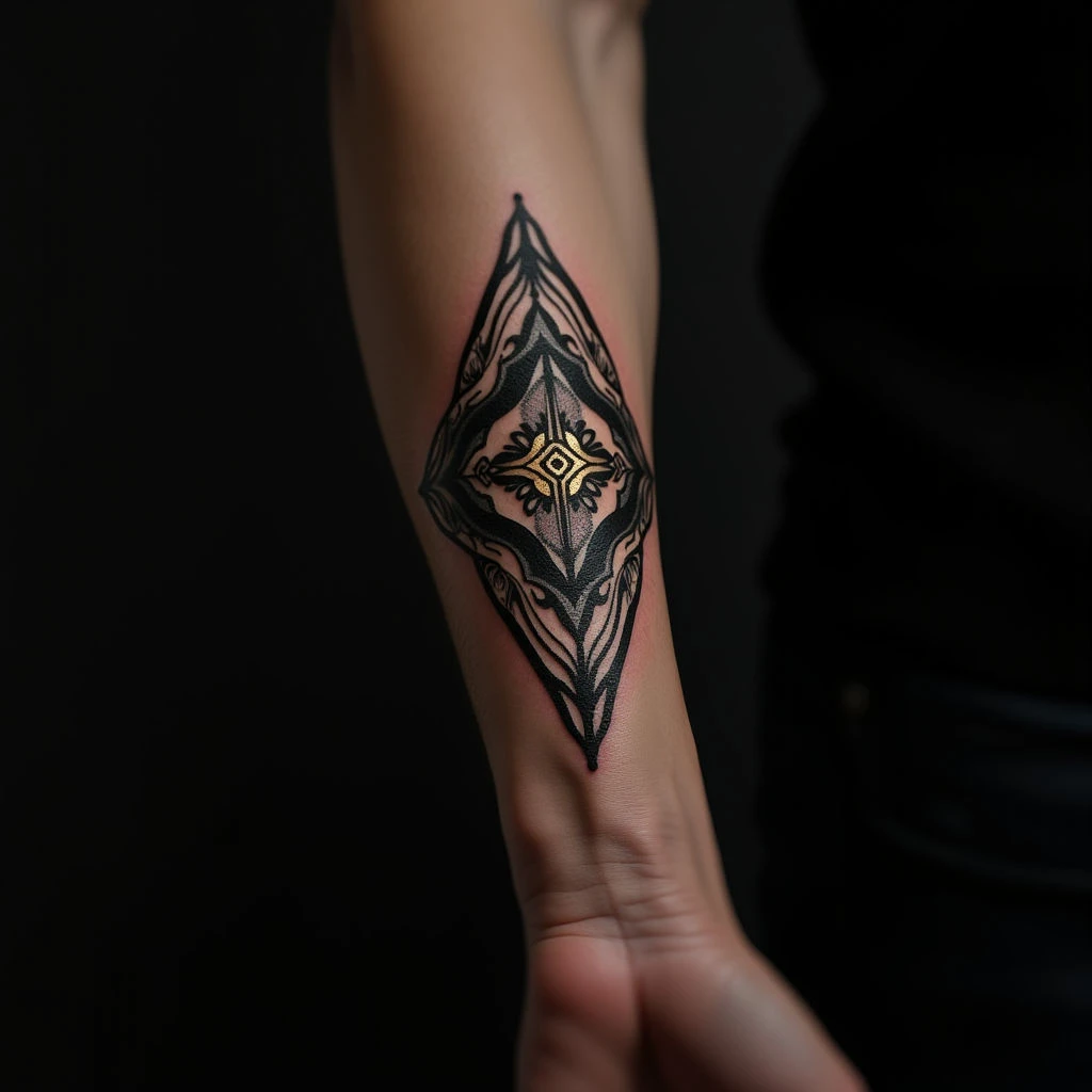Small Geometric Blackwork Tattoo for Men - Forearm Design