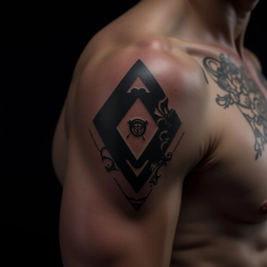 XXL Geometric Body Tattoos: Violet Black & Grey Designs