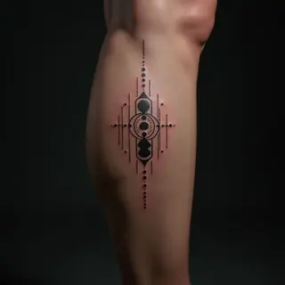 Green Geometric Calf Tattoos: Dotwork Designs for Spiritual Expression