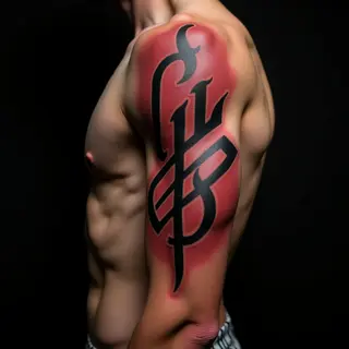 Bold Ribcage Calligraphy Tattoo in Black and Red - XXL Design