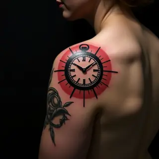 Small Clock Hand Tattoo: A Geometric Timepiece