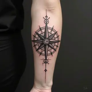 Geometric Compass Tattoo Design