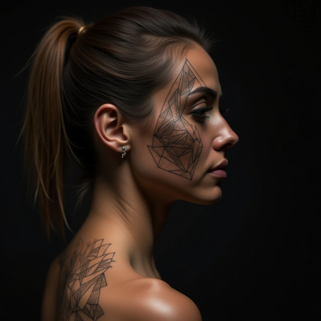 Small Geometric Couple Face Tattoos: Minimalist Design Ideas