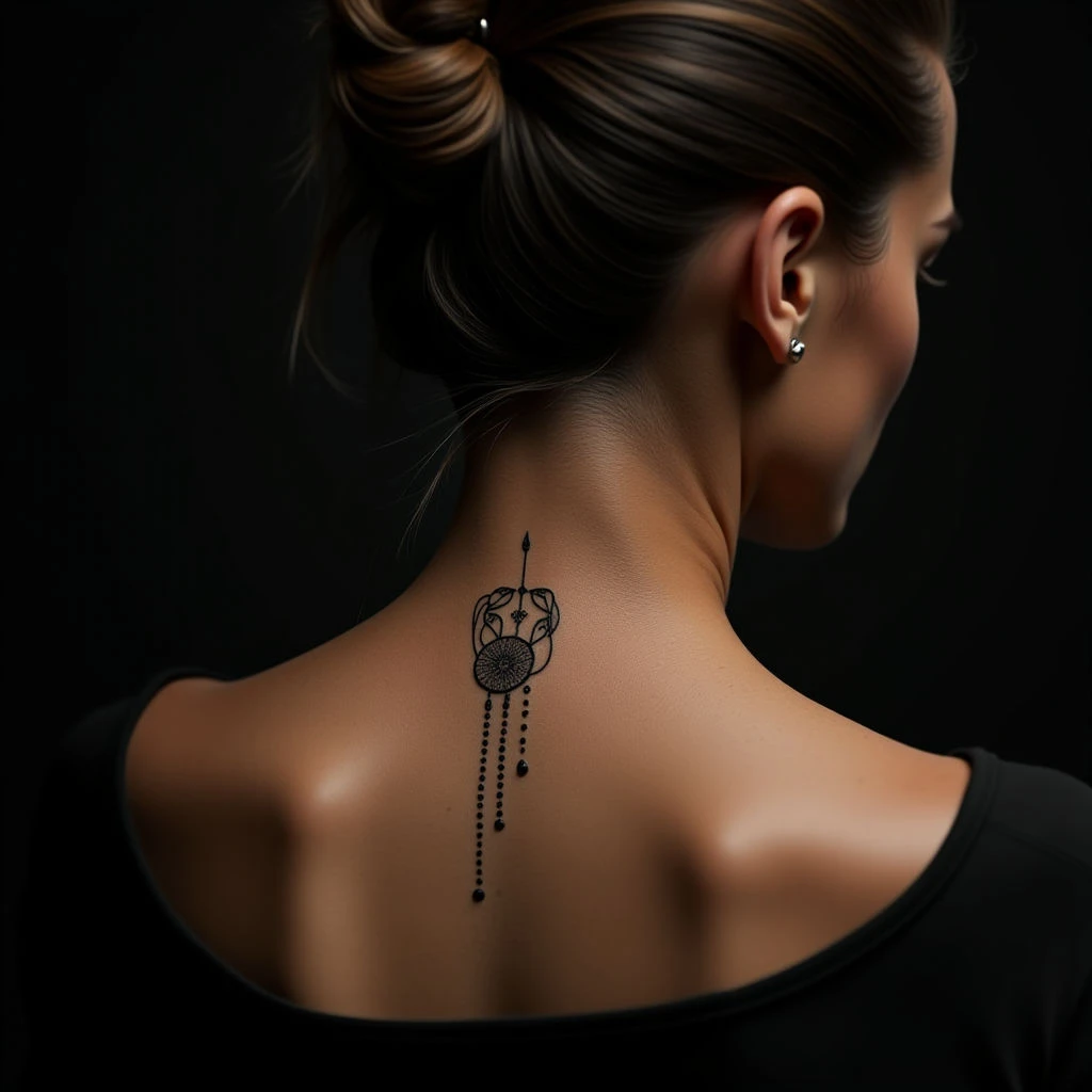 Small Neck & Forearm Geometric Dotwork Tattoos (Black & Gold)