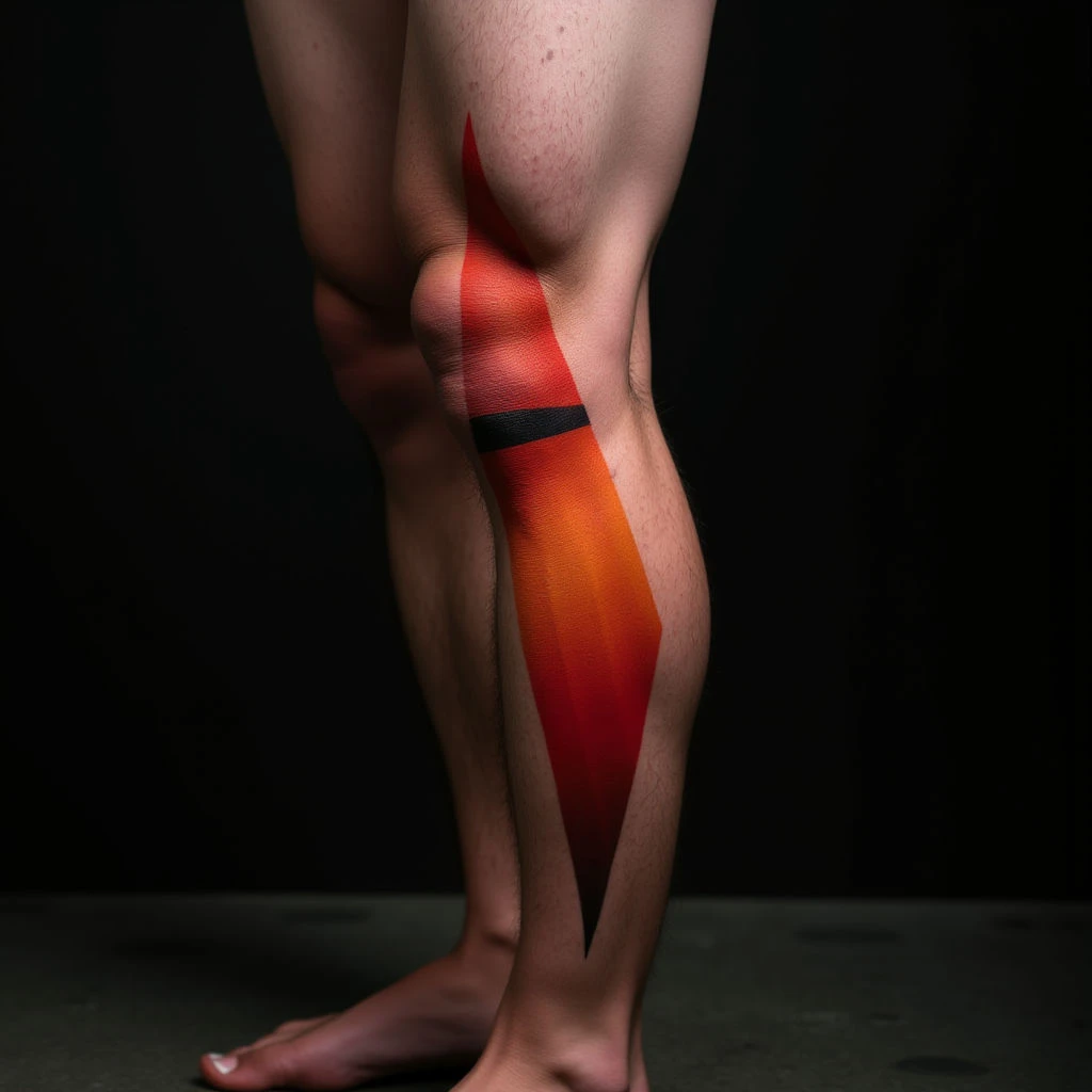 XL Geometric Face Tattoos in Bold Red & Orange Hues