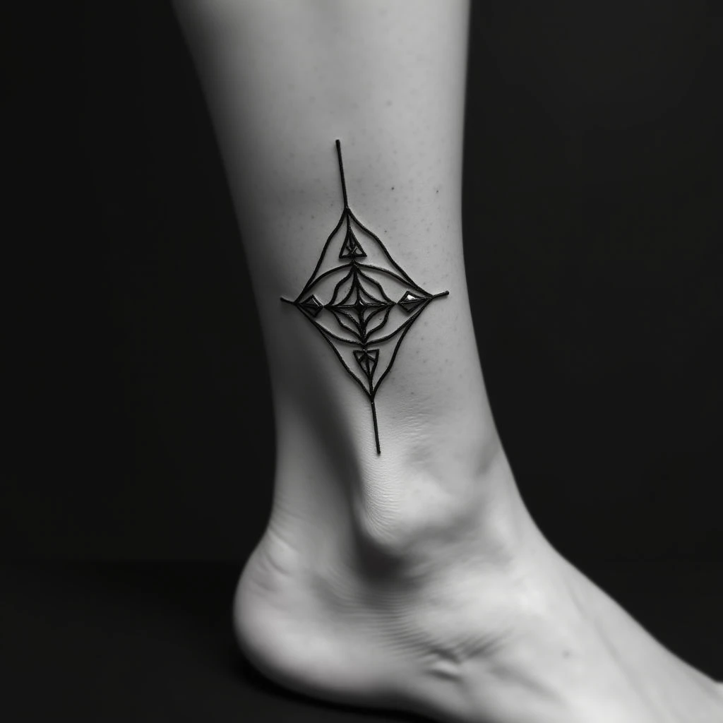 Delicate Geometric Ankle Tattoos for Women
