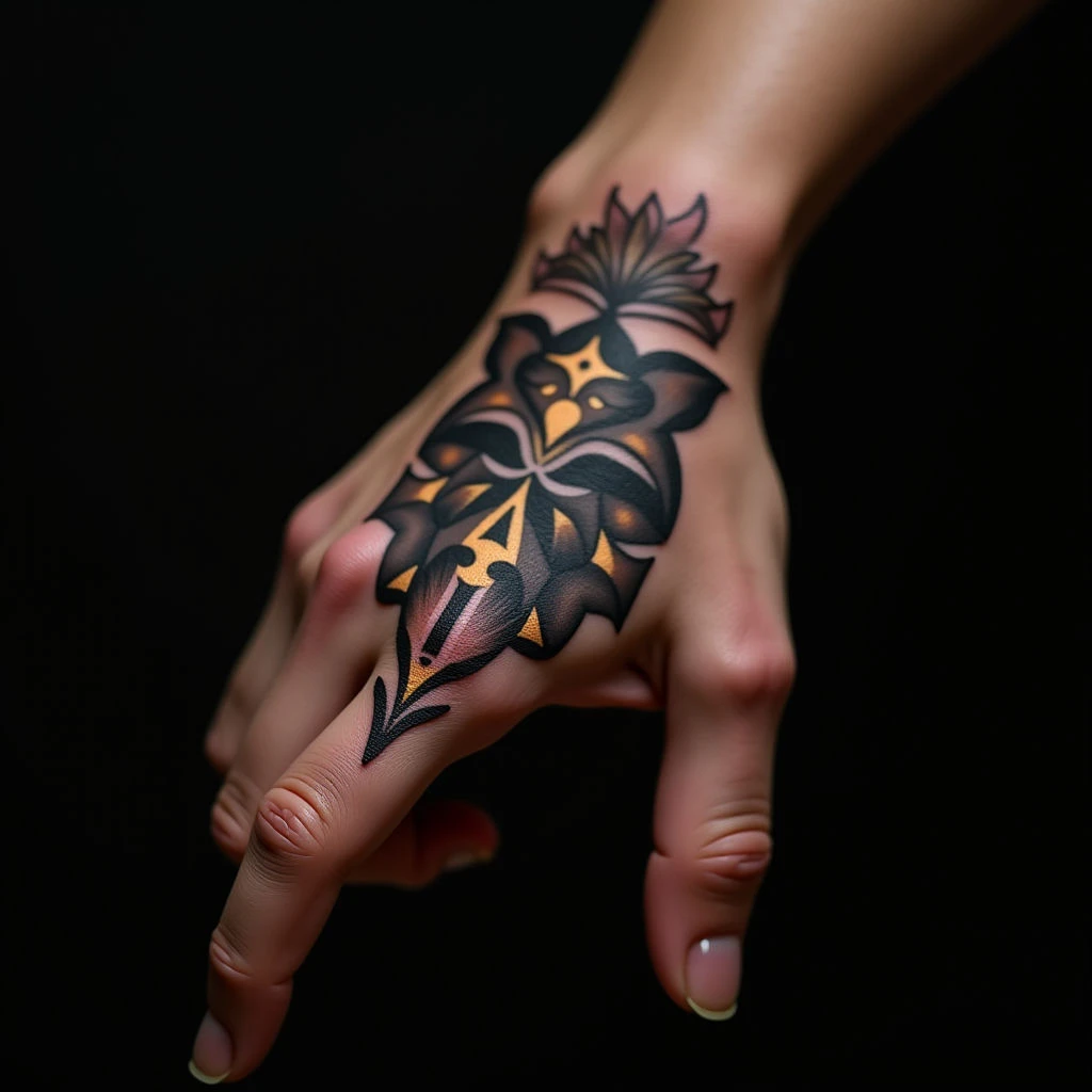 Geometric Finger Tattoos: Bold Designs in Black, Grey & Gold