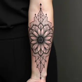 Intricate Geometric Floral Tattoo Design