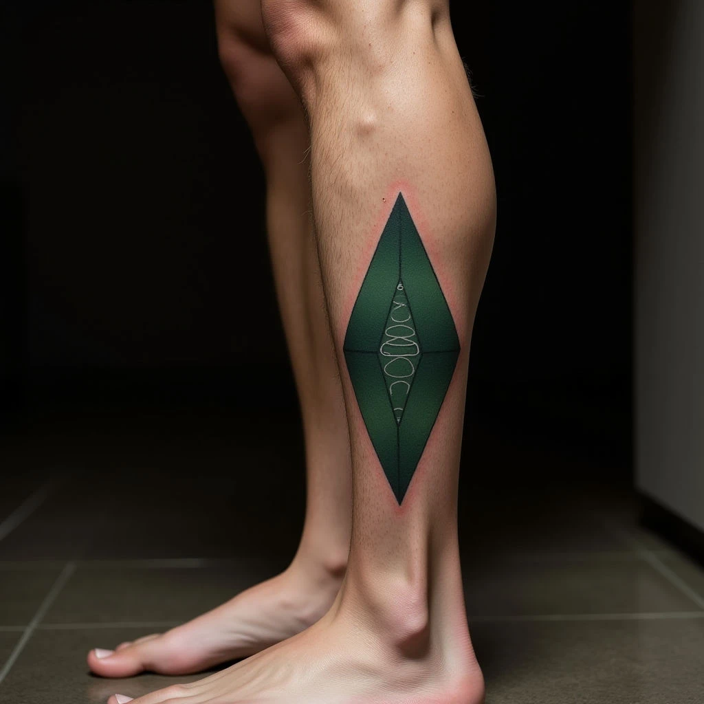 Half Leg Geometric Tattoos: Stunning Green Designs for Your Foot