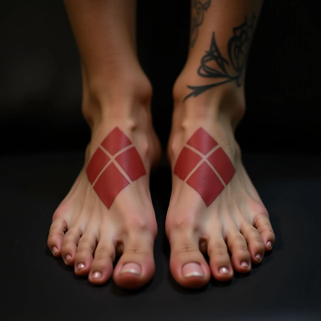 XXL Geometric Foot Tattoos: Size, Placement & Red Designs