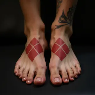 XXL Geometric Foot Tattoos: Size, Placement & Red Designs