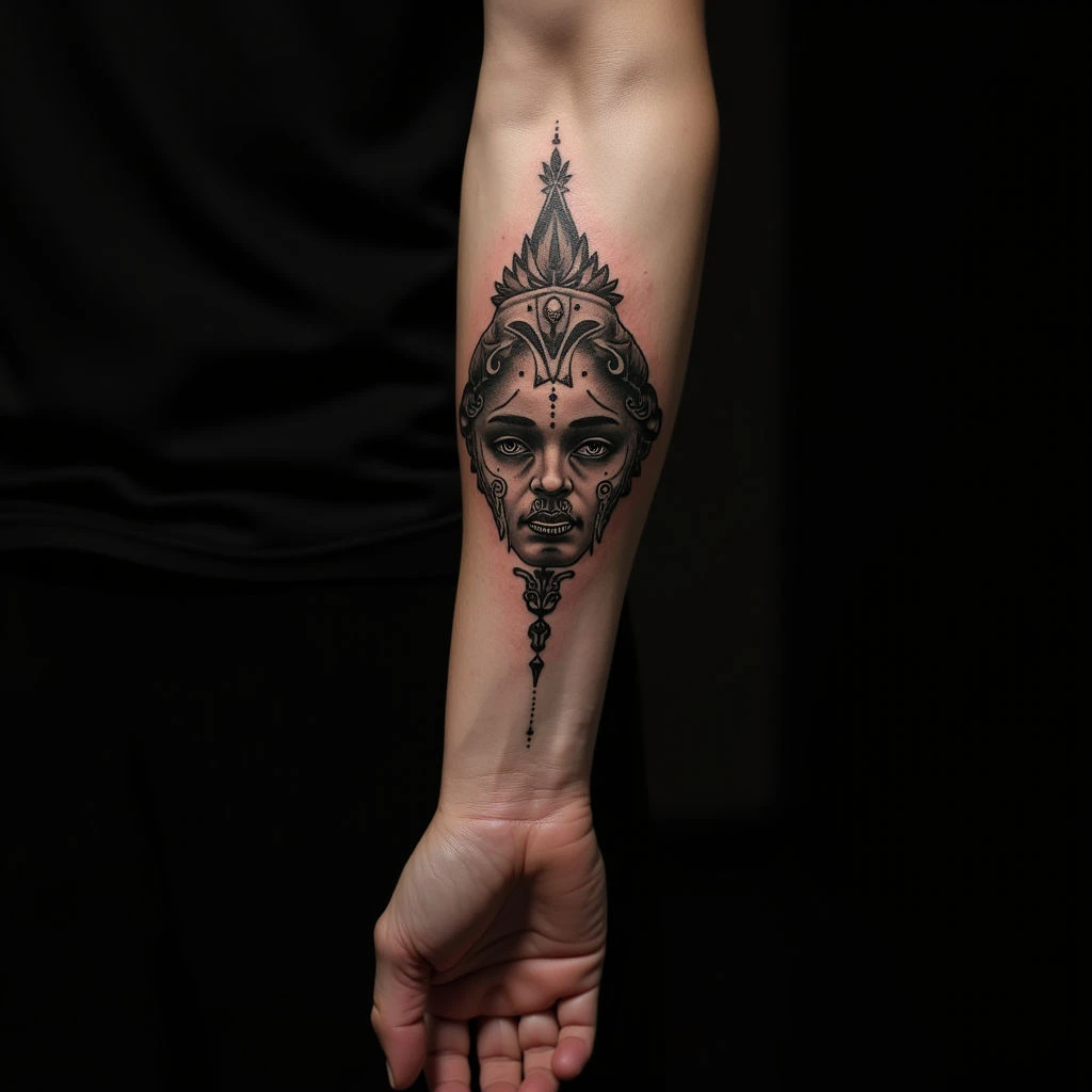 Striking Geometric Foot Tattoos for Men - Black & Color Design