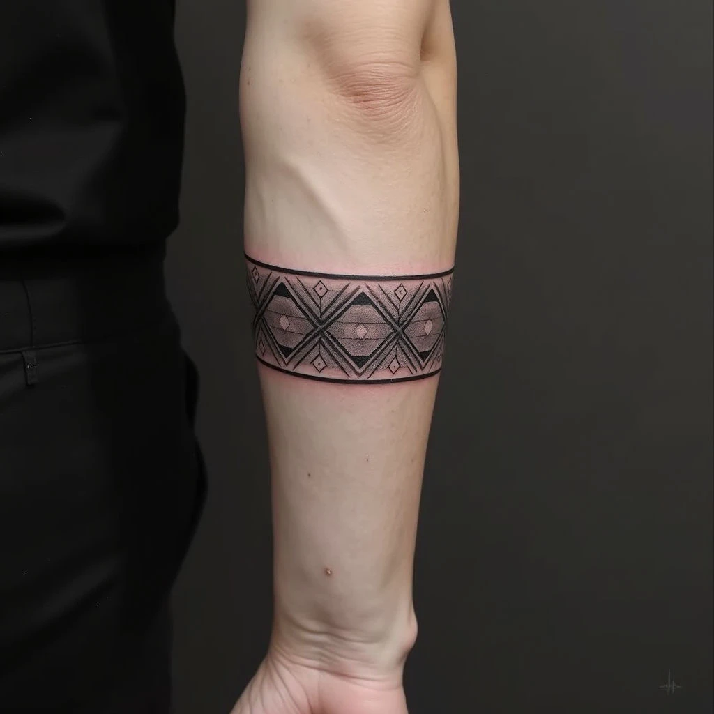 Geometric Forearm Band Tattoo Design