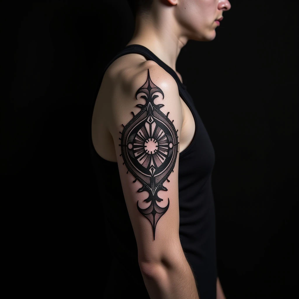 Bold Gothic Geometric Arm Tattoos: Designs for a Striking Look