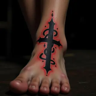 Gothic Christian Foot Tattoos for Women: Sacred Geometry & Faith