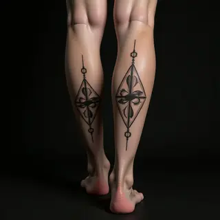 Gothic Geometric Leg Tattoos: Dark & Intricate Designs