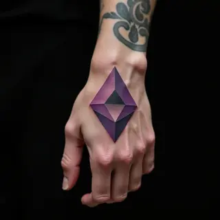 Small Geometric Hand Tattoos for Men in Black & Purple