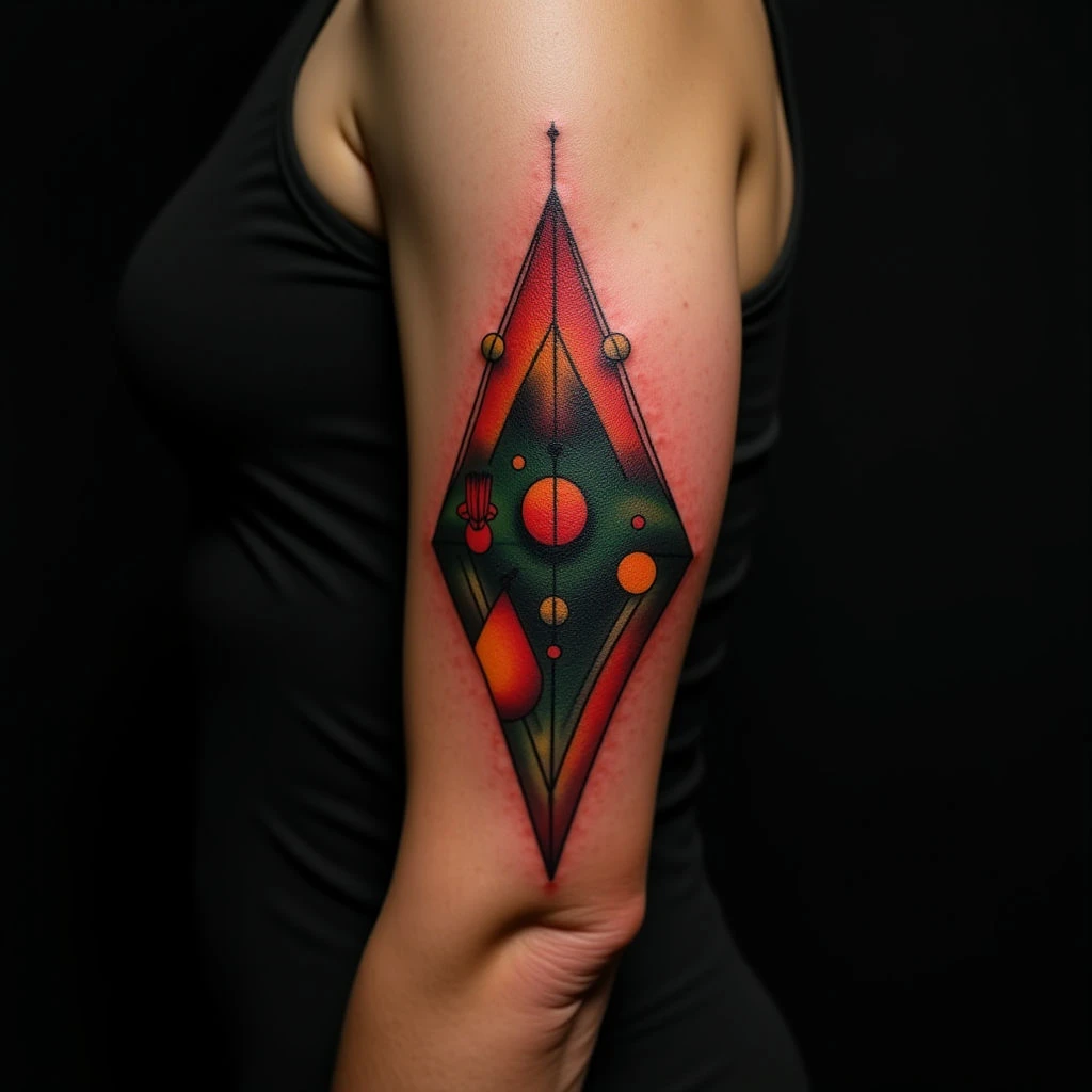 Vibrant Geometric Arm Tattoos: Illustrative Designs