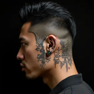 Stunning Japanese Geometric Head Tattoos: Ring Finger Inspiration