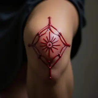 Tiny Red Geometric Knee Tattoo Ideas: Simple & Elegant Designs