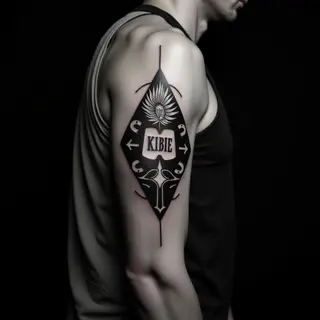 Monochrome Geometric Lettering Forearm Sleeve Ideas