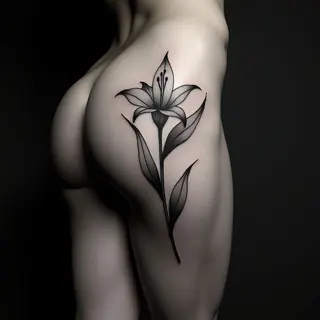 Delicate Lily Flower Tattoo Stencil Design