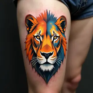 Geometric Lion Tattoo: A Galaxy of Shapes
