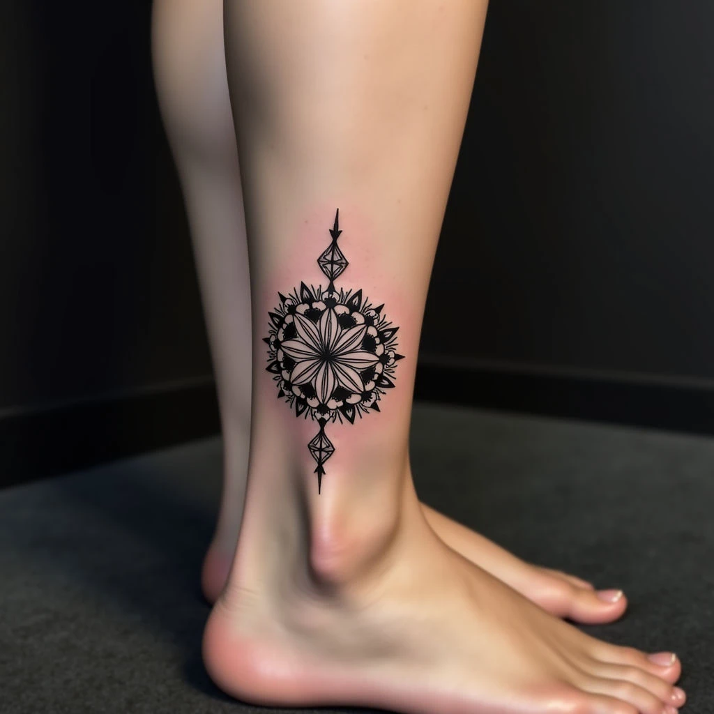 Delicate Ankle Mandala Tattoos for Ladies