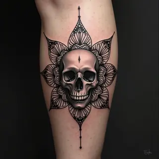 Geometric Mandala Skull Tattoo Design