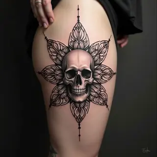 Geometric Mandala Skull Tattoo Design
