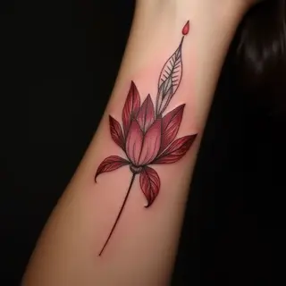 Small Geometric Foot Tattoos for Women (Red & Brown)