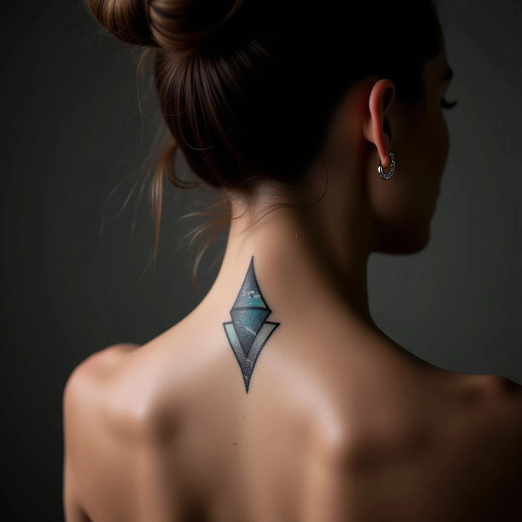 Geometric Minimalist Tattoos Behind Ear for Women