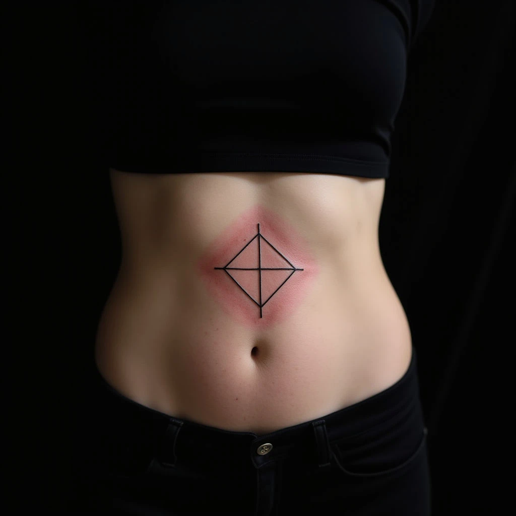 Geometric Fine Line Tattoo Design for Your Stomach