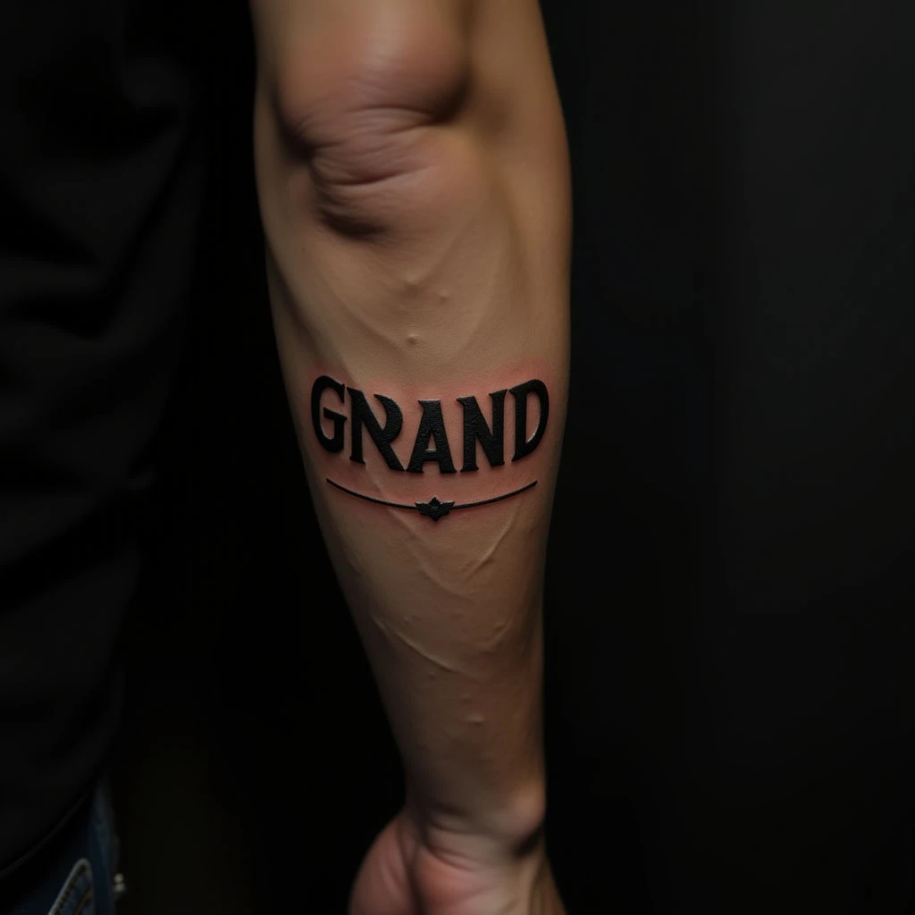 Bold Name Forearm Tattoos for Men | Geometric Designs