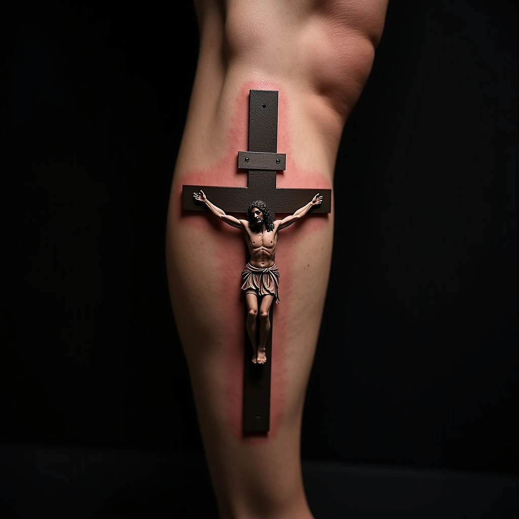 Neo-Traditional Christian Forearm Tattoos for Men: Calf Designs