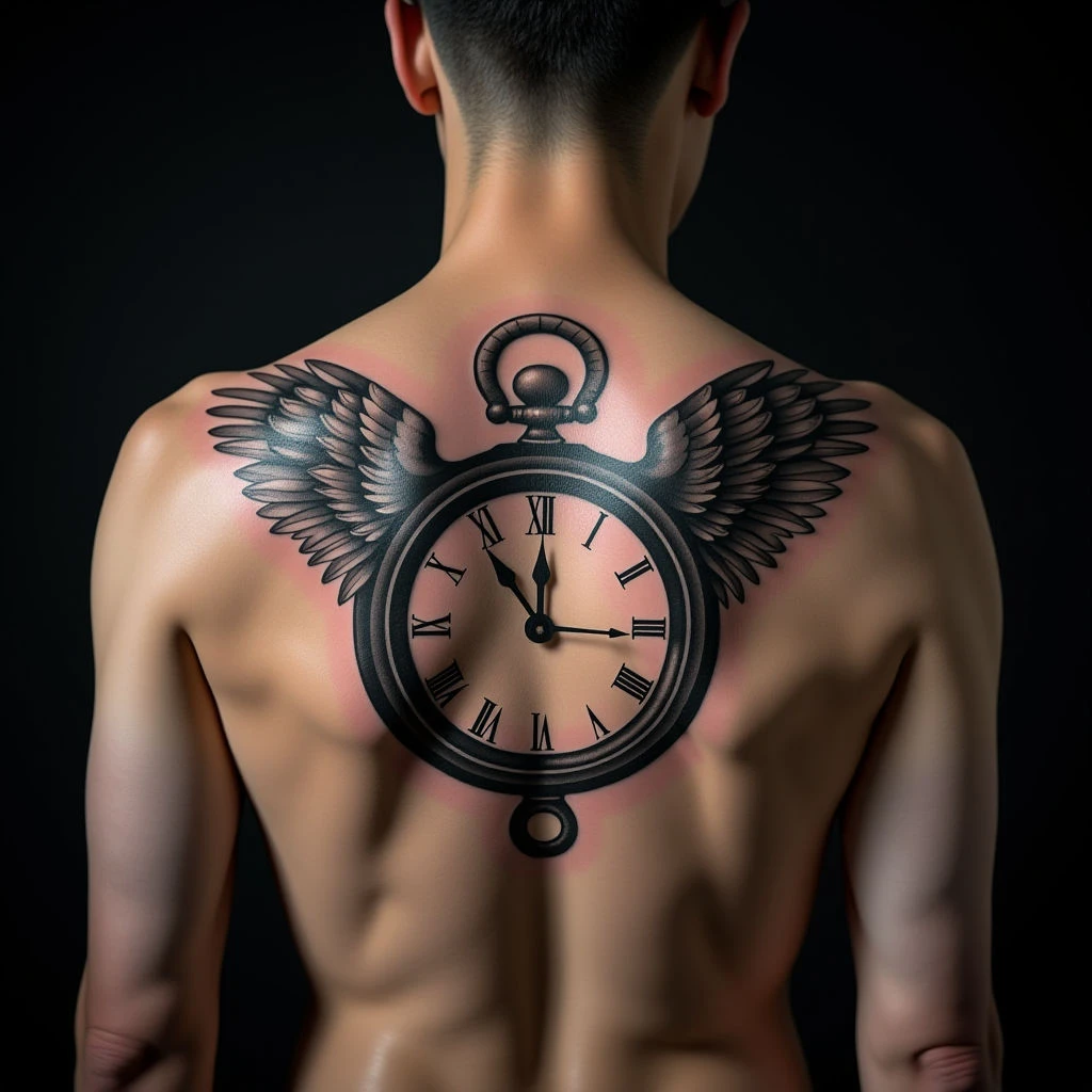 Neo-Traditional Clock Tattoos on the Collarbone: Time & Style