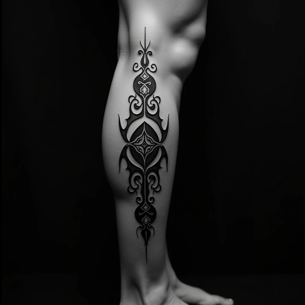 Nordic Rune Tattoos: Surreal Designs for the Calf