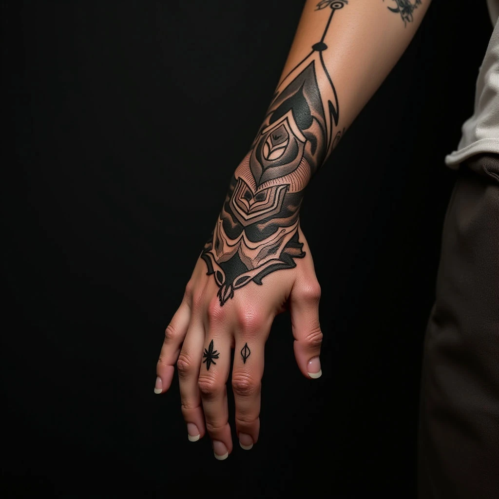 Delicate Finger Tattoos: Geometric Old School Designs