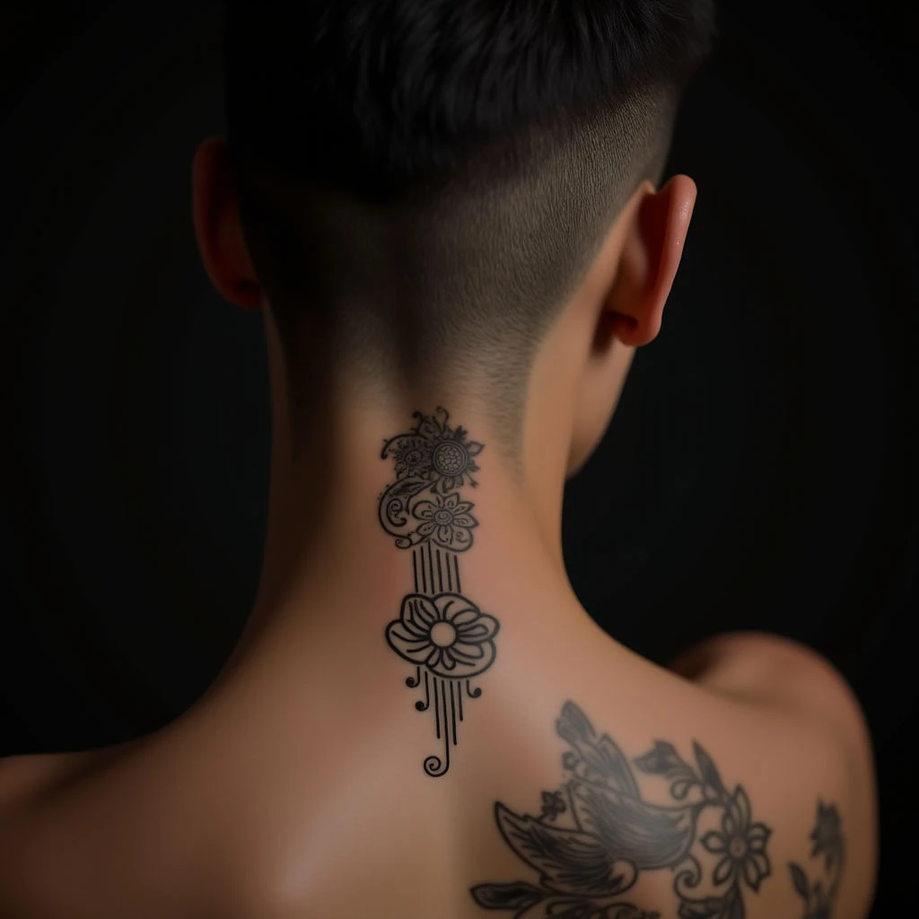 Male Ring Tattoos: Behind the Ear Geometric Designs