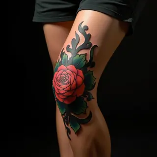 Bold Knee Tattoos for Men: Oriental Geometric Designs