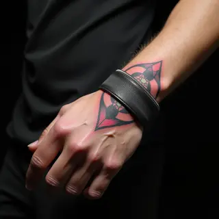 Oriental Pastel Face Tattoos for Men: Geometric Wrist Bracelet Designs
