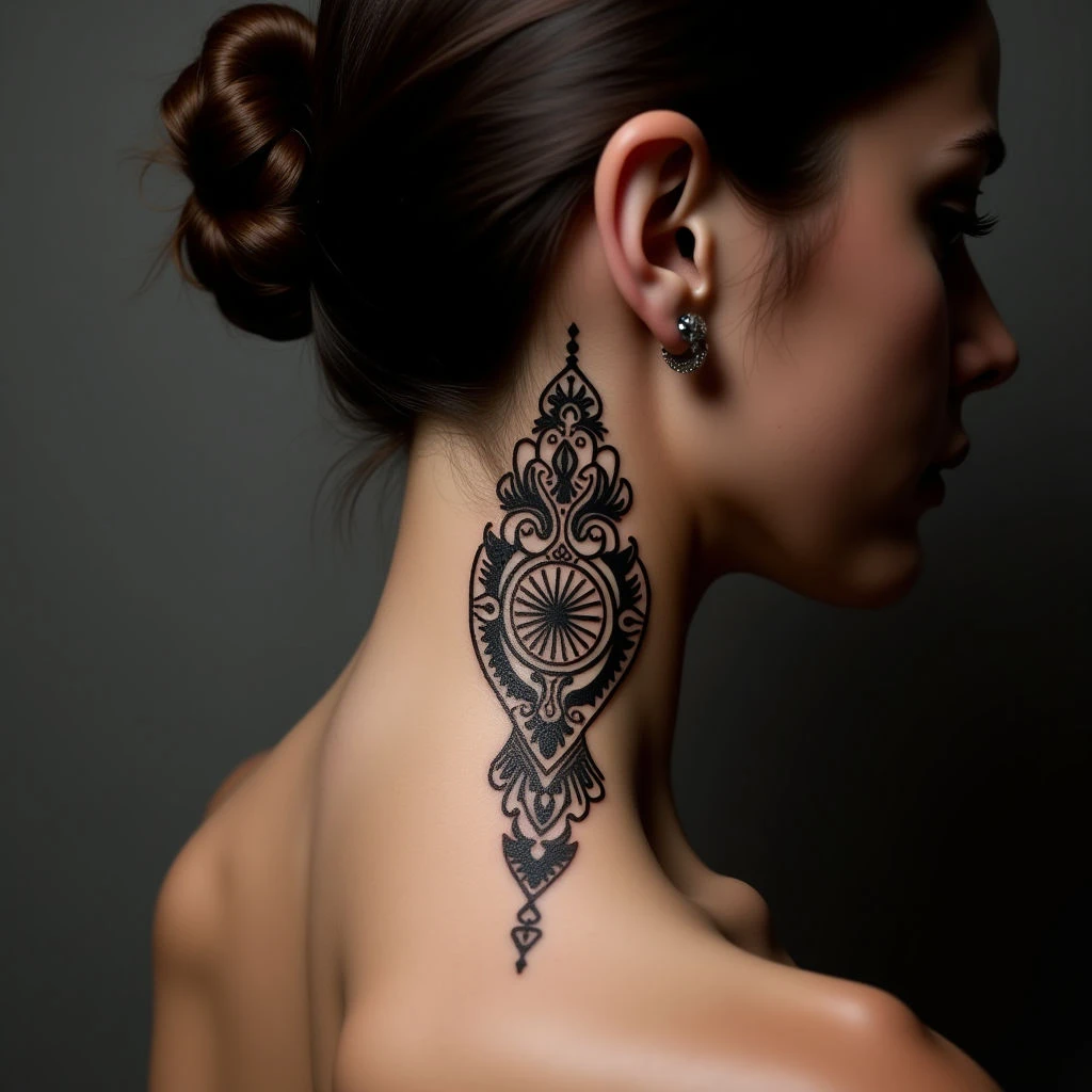 Cute Matching Behind-Ear Geometric Tattoos for Couples & Besties