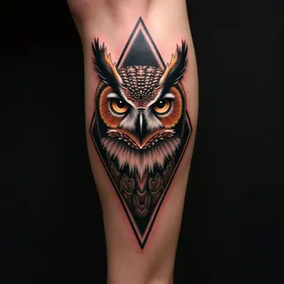 Tiny Gothic Owl Tattoos for Women on the Face