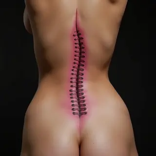 Cute Geometric Pink Spine Tattoos: Small & Sweet!