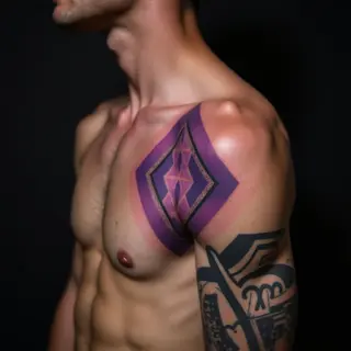Small Geometric Ribcage Tattoos for Guys (Purple)
