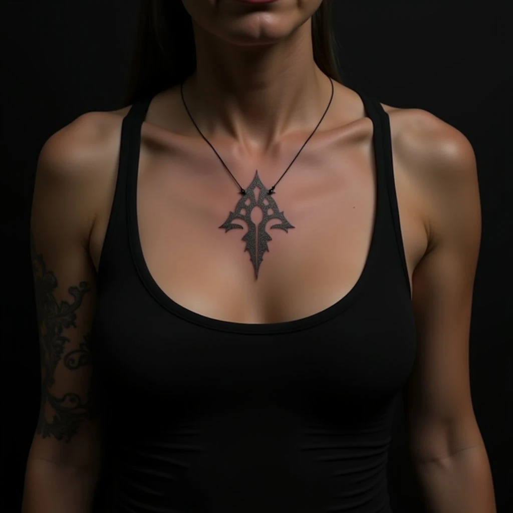 Majestic Copper Geometric Chest Tattoo Design